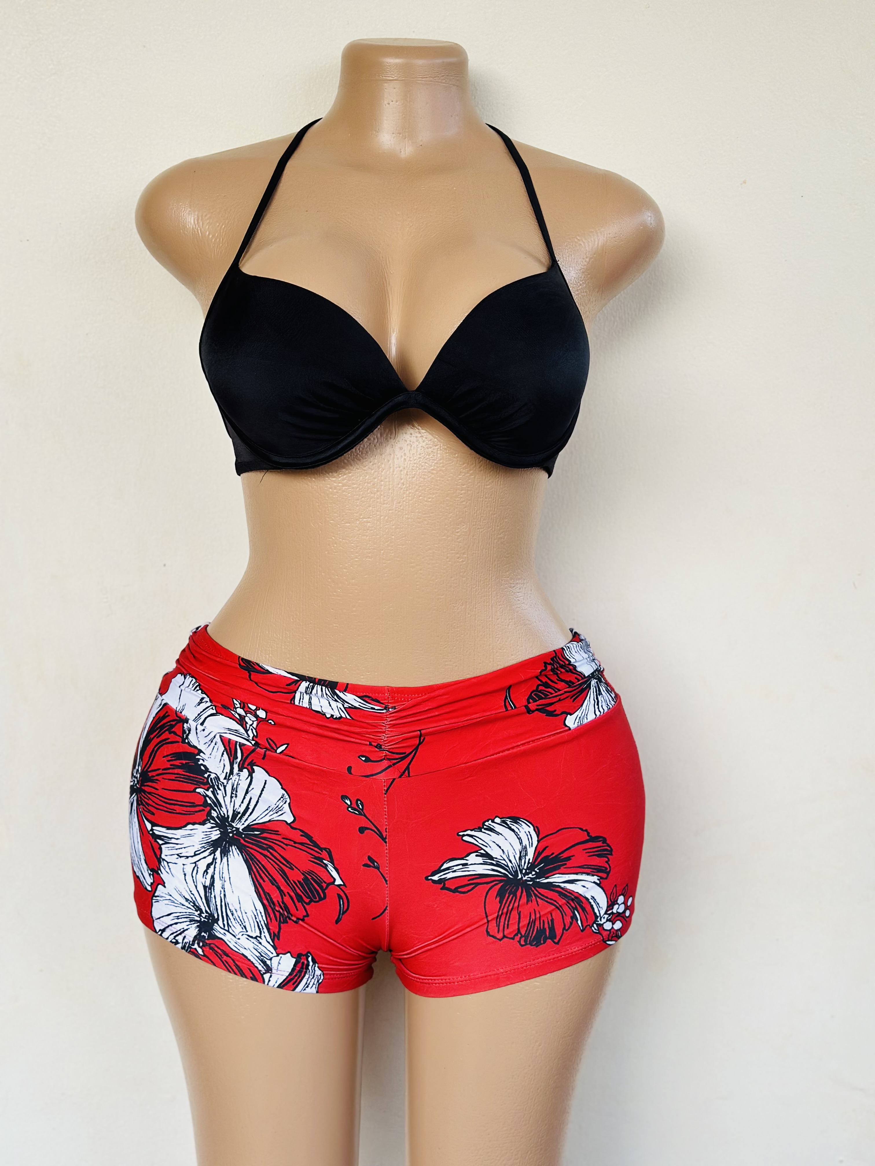 Bikini (Red Beachy bottom with a Black Plain Bra)