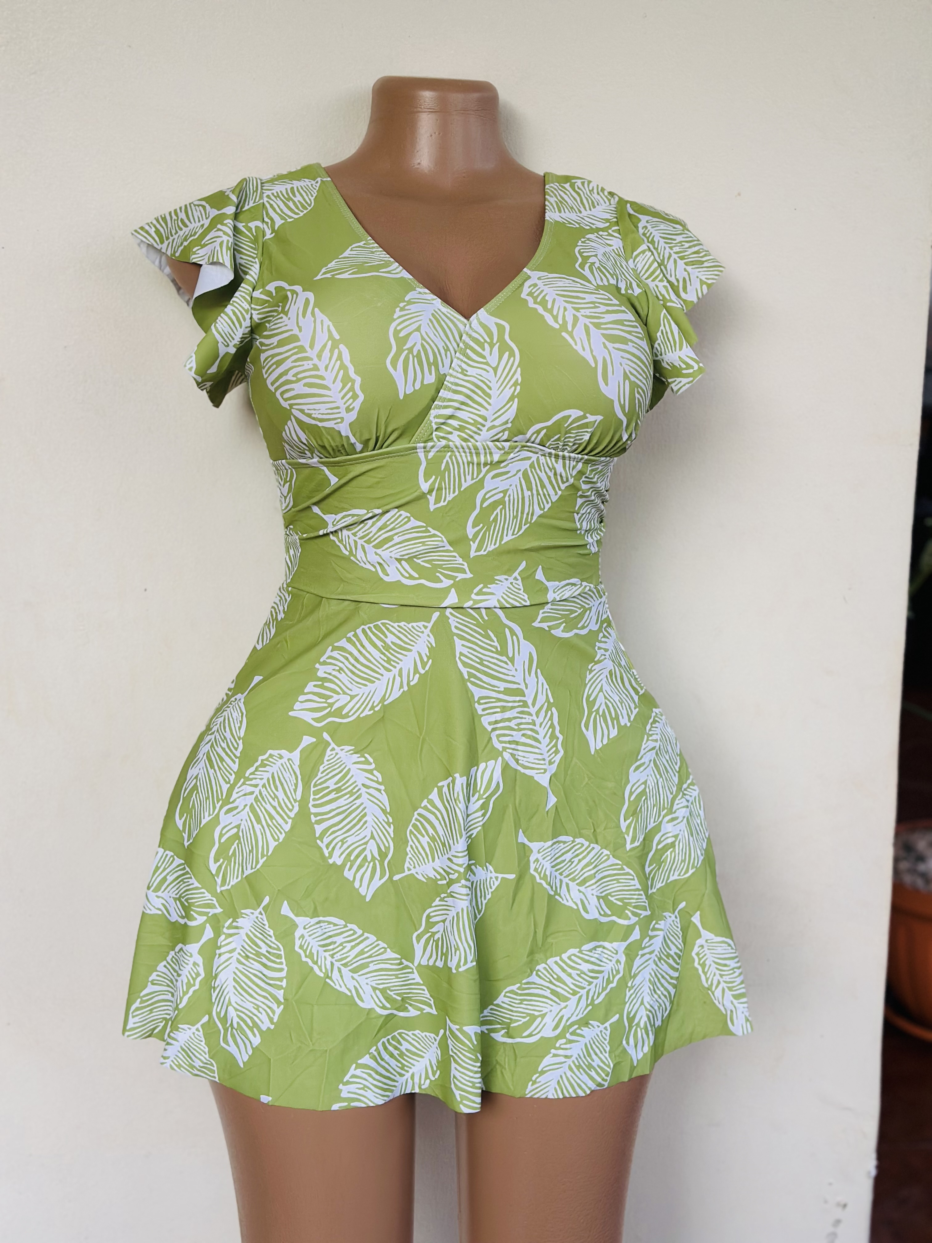Swimsuit (One Piece in apple green with white flowers)